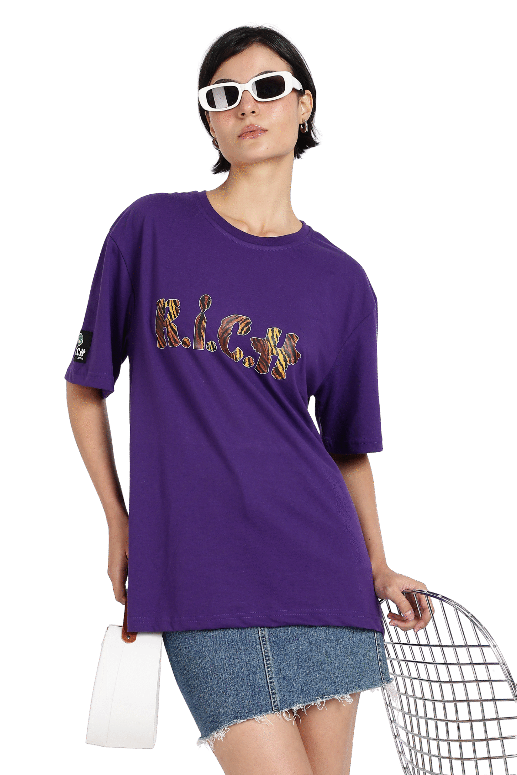 R.I.C.H Officials Purple Oversized Women’s T-Shirt